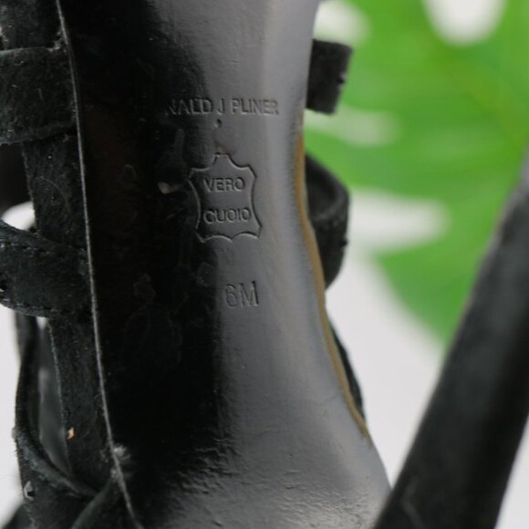 Donald Pliner Womens Adelia Sandal Size 6 Black Suede Heel Strappy Caged Bootie - Picture 10 of 11